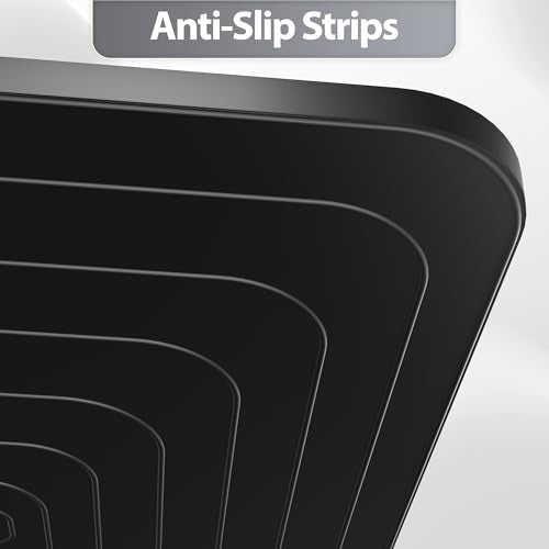 Silicone Dog Cat Food Mat Extra Thick Raised Edge (Black / 18"L x 12"W)