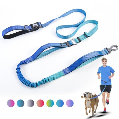 Heavy Duty Hands Free Dog Leash (XL - 3 Handles, 5.4-7.0 FT Length / Gradient Cobalt)