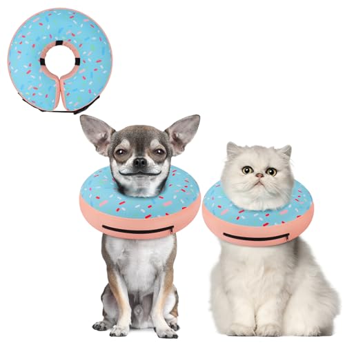 Inflatable Dog Cone Collar for Small Dogs Puppies Cats (Donut Blue / XS(Neck 4"-7"))