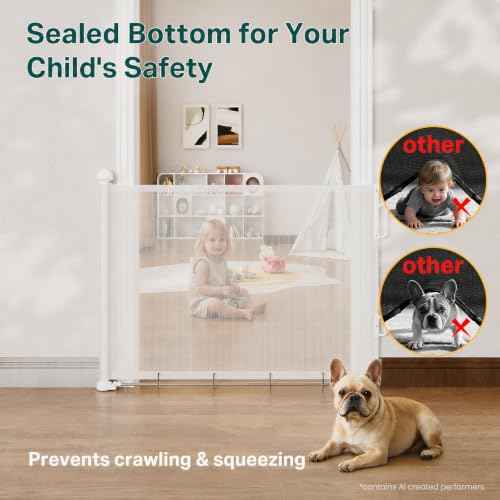 27 40" Retractable Baby Gates for Stairs & Doorways (White / Retractable Width: 27"–40")