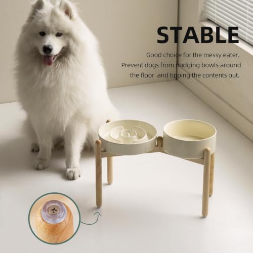 Elevated Slow Feeder Dog Bowls (Light Yellow)