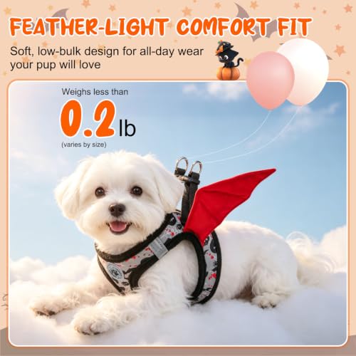 Halloween Dog Harness Medium Sized and Leash Set (Medium(Chest Girth 16" - 18") / Halloween Grey)