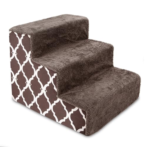 Dog Stairs & Steps (Brown Lattice Print / H: 13.5 Inches)