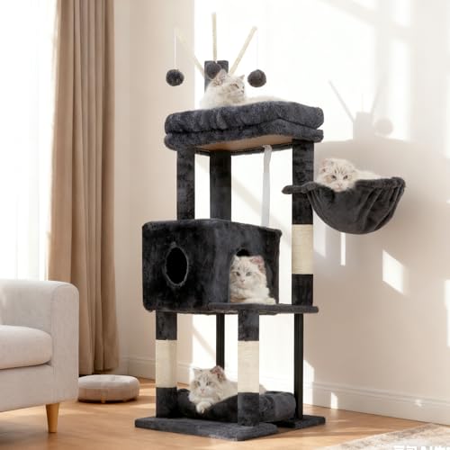 Cat Tree 45.3" Cat Tower for Indoor Cats with Large Perch HCT202SG (45.3 inch / Smoky Gray)