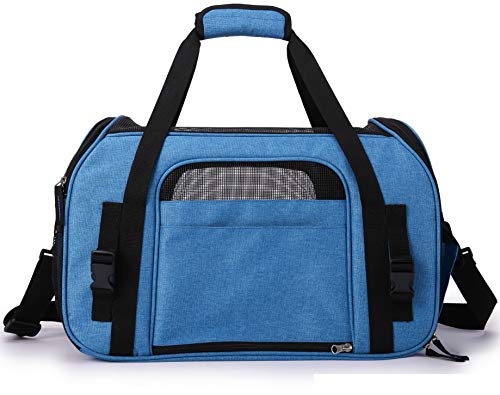 Soft Sided Pet Carrier for Cats & Small Dogs (19.0"L x 10.0"W x 13.0"H / Sapphire Blue)