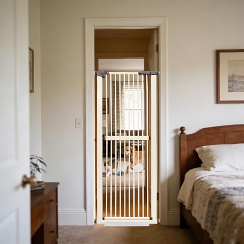61.02" Extra Tall Pet Gate for Cat Dog 26.38" (61.02" H-cream / 26.38"-30.11" W)
