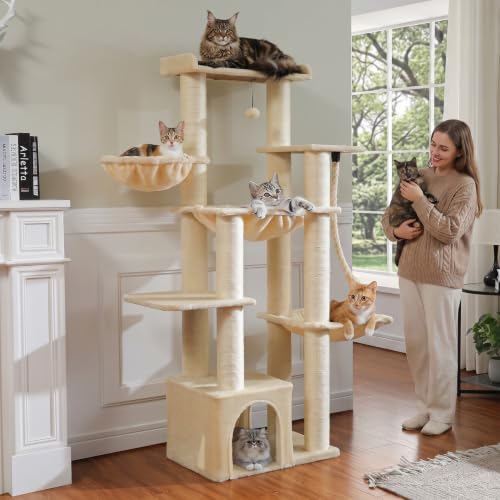 Heavy Duty Cat Tree (Beige / 67in)