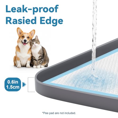 Silicone Dog Pee Pad Holder 51" x 25.6" Potty Training Tray (51“x25.6"-Diamond / Dark Gray)