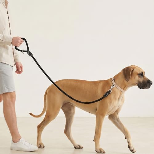 Dog Leash Braided Cotton Rope w (Jet Black / 60 Inch-1/2")