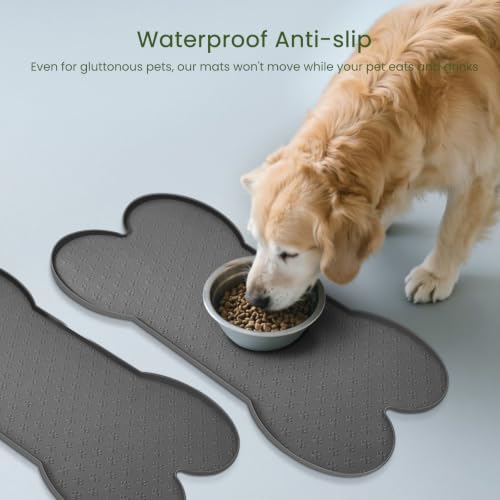 Dog Food Mat Anti (25.6" x 13"-2PCS / Grey)