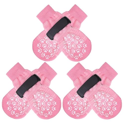 6PCS Anti Slip Dog Socks to Prevent Licking Paws (XX-small (6 Count) / Pink)