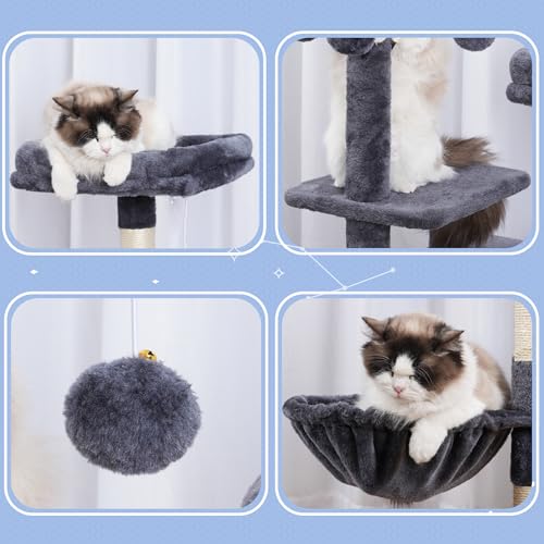 Cat Tree Tower with Removable Toys (41.3 Inches / Smoky Gray)