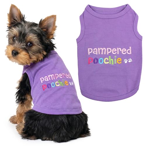 Dog Shirt 100% Cotton Shirts for Small Dogs (Extra Small / Pampered Poochie)
