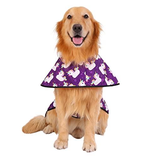 Dog Raincoat with Hood & Leash Hole S (X-Large / Purple Unicorn Ducks)