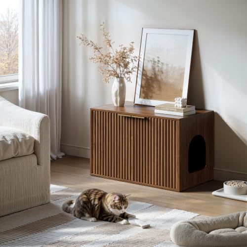31.5" Cat Litter Box Enclosure Furniture (Walnut)