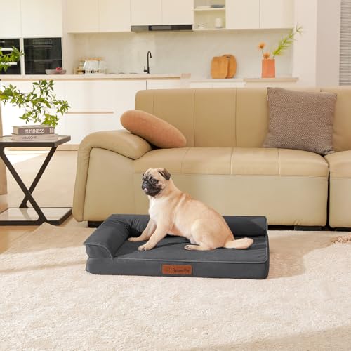 Microsuede Dog Bed for Small & Medium Dogs (Microsuede Style-Dark Grey / S(30"x20"x3"))