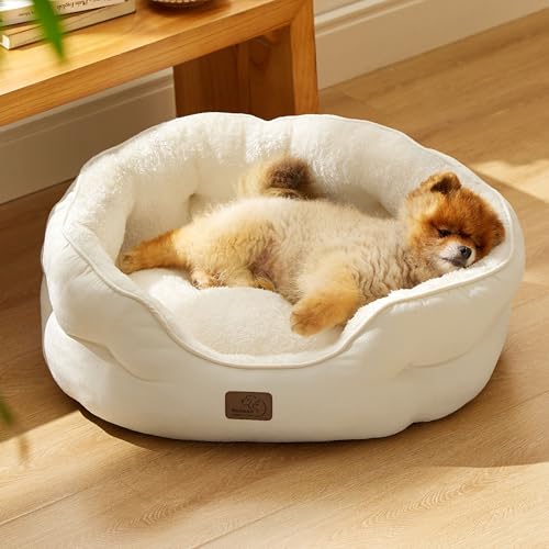 Small Dog Bed Washable (25"L x 21"W x 8"Th / Ivory)