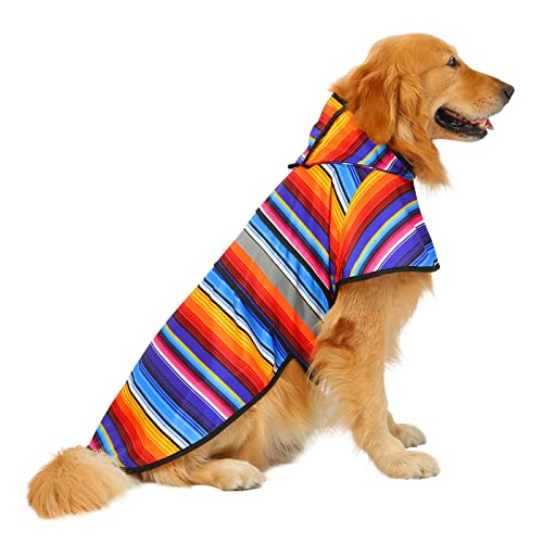 Dog Raincoat with Hood & Leash Hole S (X-Large / Baja Stripes)