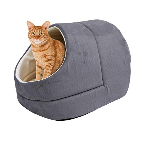 Self Warming Burrow Cat Bed (Grey-2)