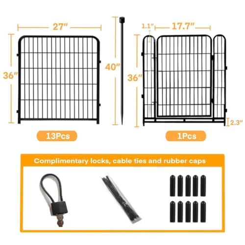 Garden Fence with Gate 36 in (36''(H)-14panels-31ft(L))