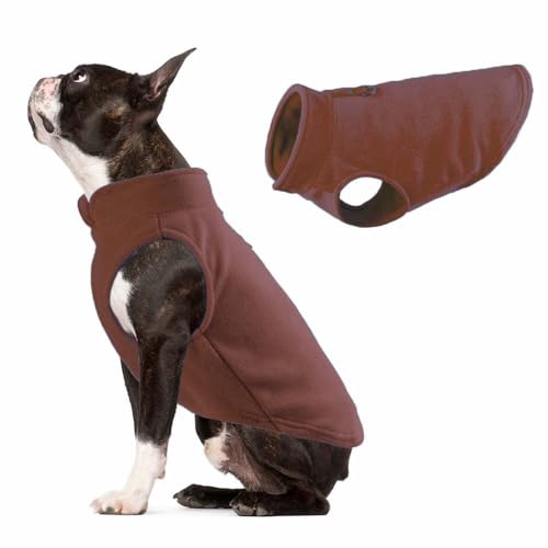 Dog Fleece Vest Sweater with Leash Ring (XL (17-25lbs) / Chocolate Brown)