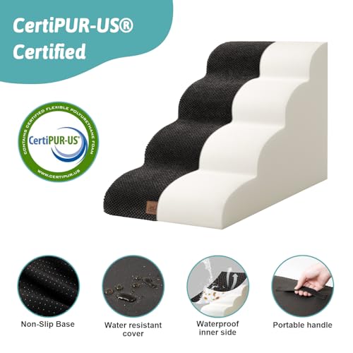 Wide Dog Stairs for Small Dog 19.7" H (Black / Wide:17.7"x28"x19.7")