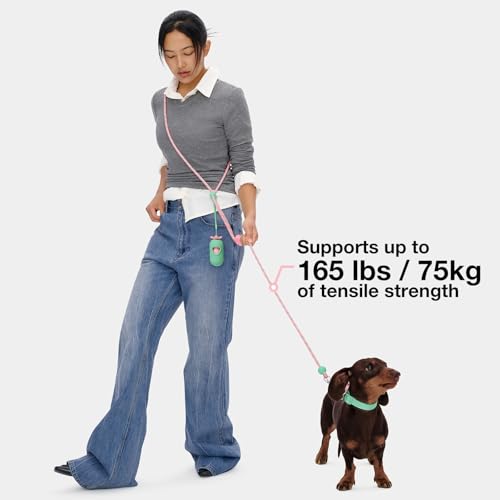 Crossbody Hands Free Dog Leash (Flora Pink)
