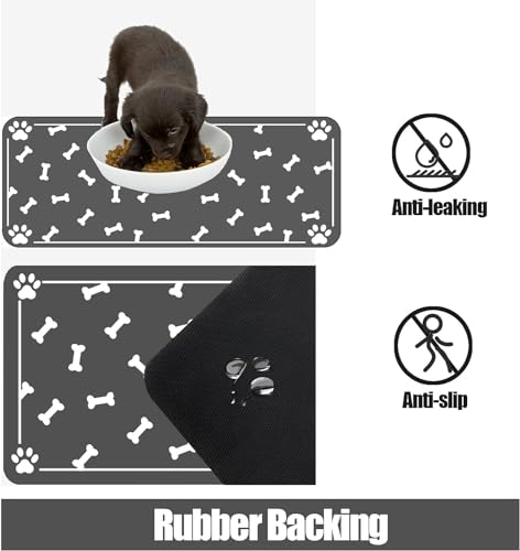 Large Pet Feeding Mat (dog bone print / 39.3"L x 15.7"W)