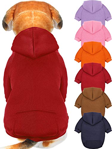 6 Pieces Dog Hoodie Winter Warm Sweater with Hat Small Dogs (S)