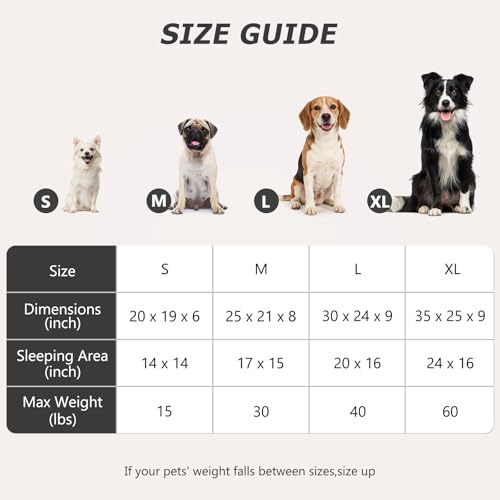 Dog Bed for Large Medium Small Dogs (Grey / M(25’’x 21’’x 8’’))