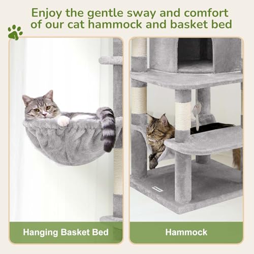 Corner Cat Tree Tower with Scratching Post (51inch / Light Gray)