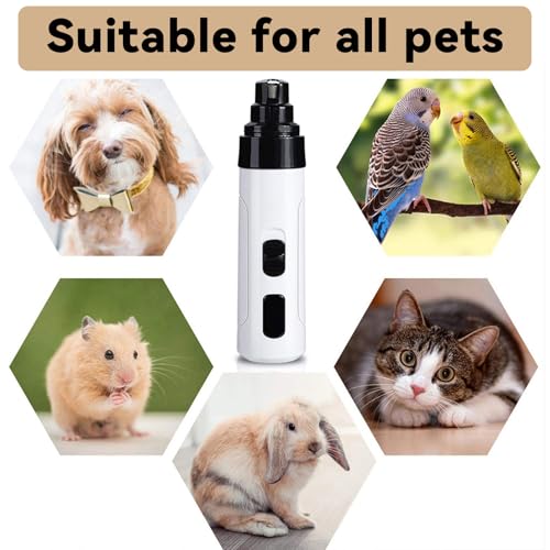Silent Pet Nail Grinder for Dogs & Cats (White)