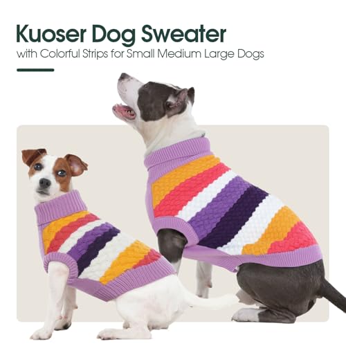 Dog Sweater Thermal Knitted Winter Clothes for Large Dogs (XX-Large (Chest: 23.6''; Weight: 23 - 35LB) / Purple)