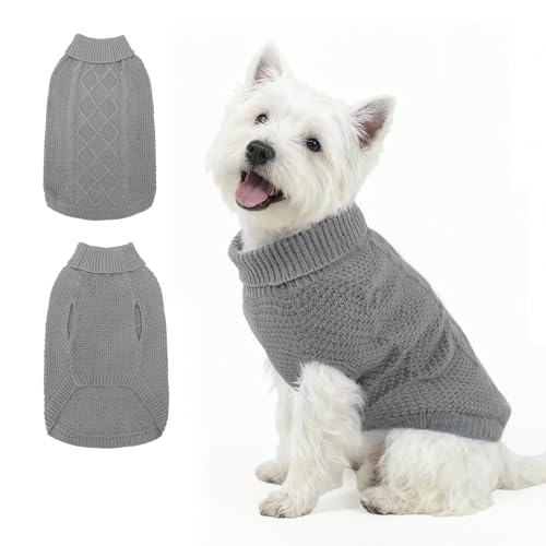 Turtleneck Dog Sweater (Small/Medium / Light Grey)