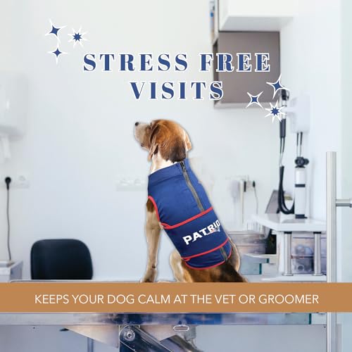 NFL New England Patriots Dog Anxiety Shirt Calming Soothing Solution Vest for Dogs Cats with Anxiety (New England Patriots / Small)