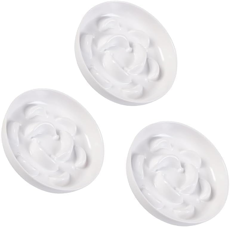 Melamine Slow Feeder Cat Bowls (3 Pack - White / 2"H)