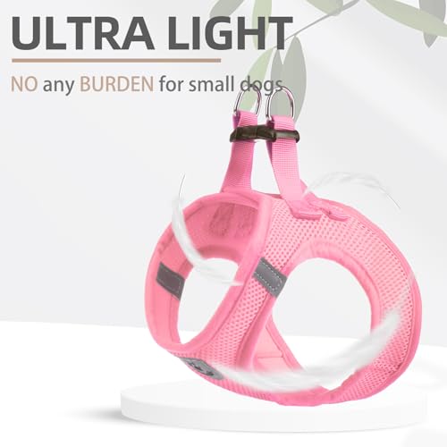 Dog Harness Collar and Leash Set No Pull for Small Medium Sized (Solid LightPink / S (CHEST 14.5"-16"))