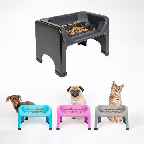 The Fluff Trough Elevated Slow Feeder Dog Bowl (Black)