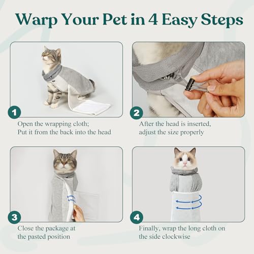 Cat Grooming Wrap for Cutting Nails (M: ( 12-17LB ) / Grey)