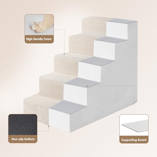 Dog Stairs for High Bed 22.5" H (Beige / Standard 15.7" x 30" x 22.5")