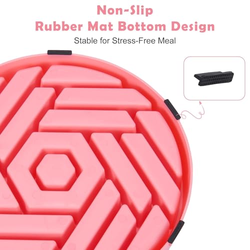 Slow Feeder Dog Bowls Large Medium Breed (Pink)