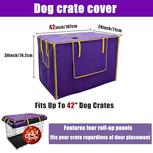42 Inch Purple Dog Crate Cover (42.0"L x 28.0"W x 30.0"H / Purple)