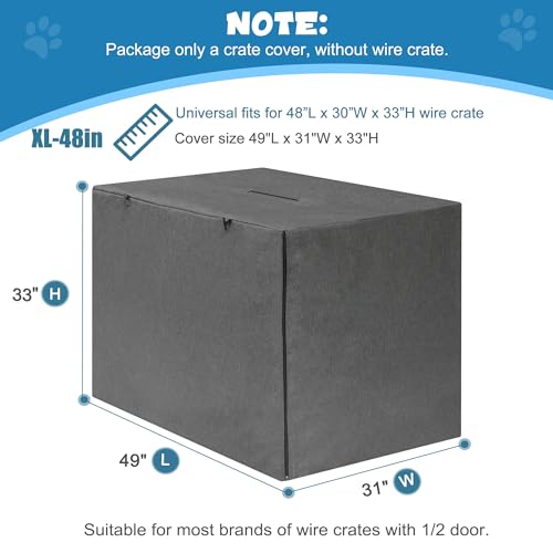 Indoor Grey Dog Crate Cover for 48 Inches Wire Crate (48.0"L x 30.0"W x 33.0"H / Grey)
