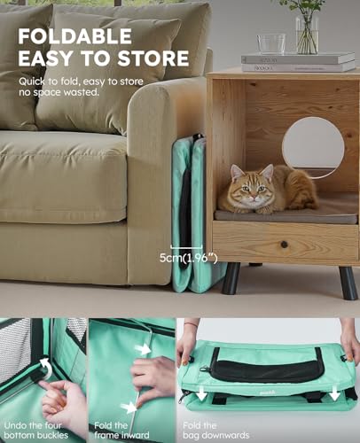 Cat Carrier Stable (Light Green / 18.5"L x 12.9"W x 11.8"H)