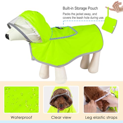 Dog Raincoat Waterproof Rain Jacket (Green / X-Small)