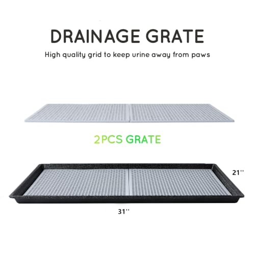 HQ4us Dog Pee Pad Holder Tray with Grate 34”×23” (L - 34”×23” for 30-60lbs Dog)