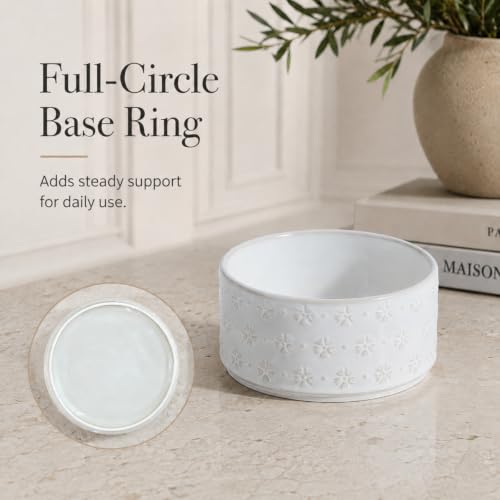 Elevated Dog Bowls (Double Bowls with Stand- Arctic White / 3.4CUPS)