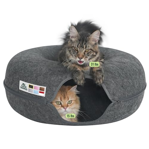 Peekaboo Cat Cave Donut for Multiple & Large Cats up to 30 (Dark Gray / Jumbo)