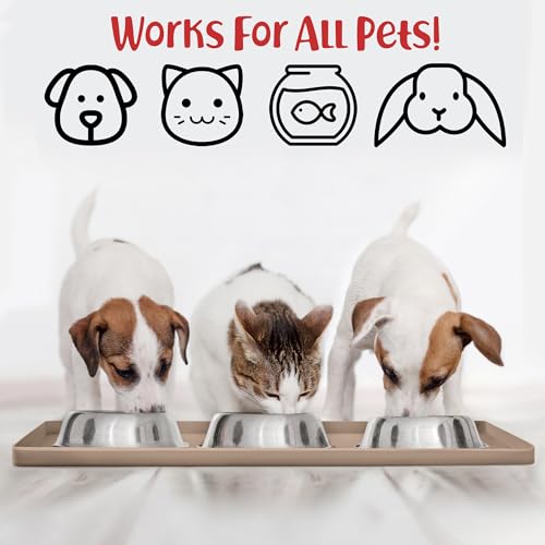 Dog Food Mat Waterproof Dog Bowl Mat for Food and Water (Medium: 21" x 14" / Taupe)