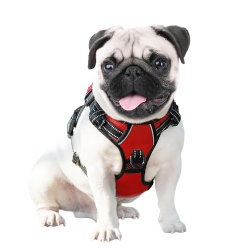 Reflective Dog Harness Large Breed Adjustable No Pull Vest (Extra Large / Red)